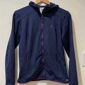 Salomon womens essential hooded full-zip mid layer size small
